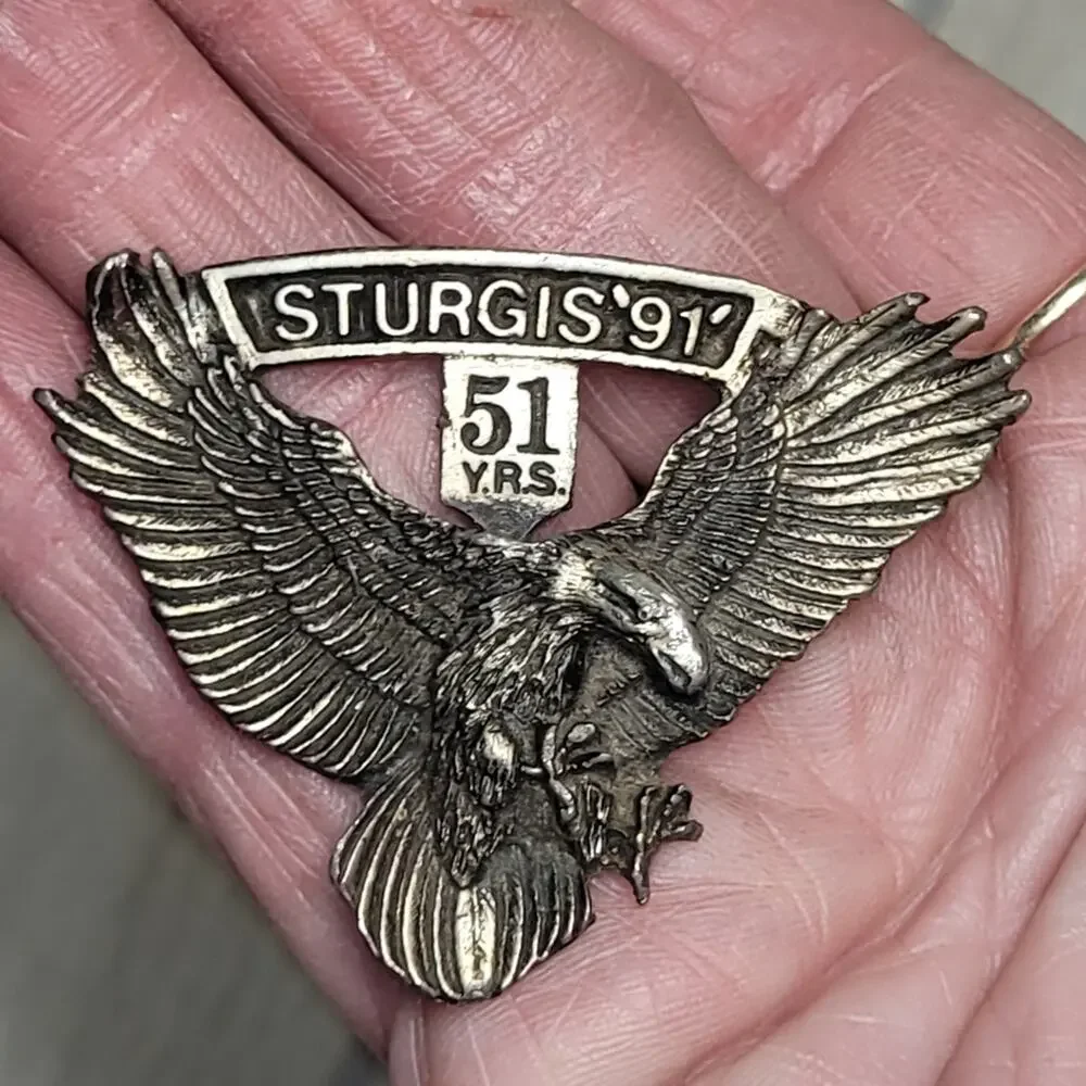 Vtg Sturgis '91 Eagle Pin Gold 51 Years Hat Tie Lapel Jacket Motorcycle Rally